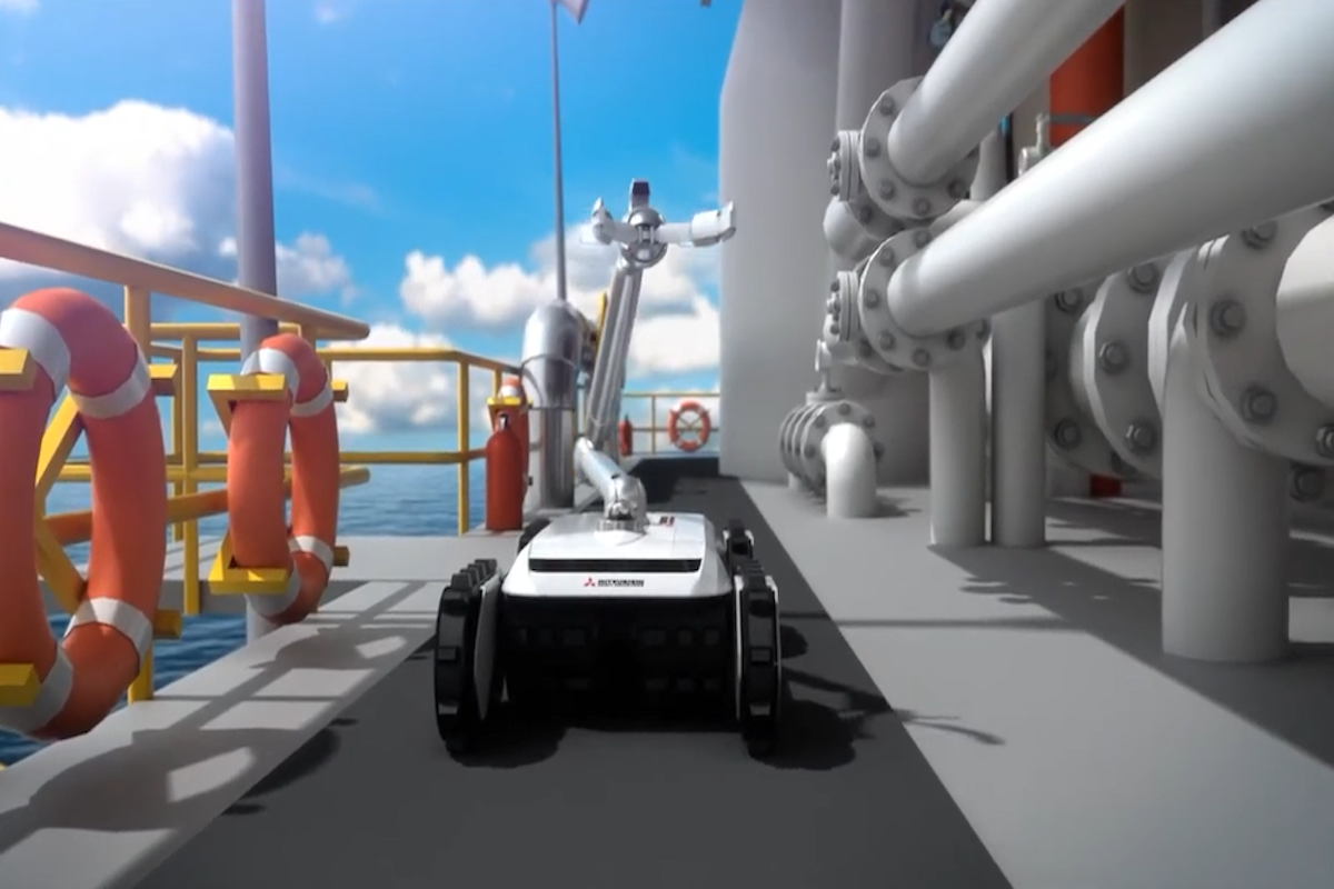 海上の石油・化学プラントの無人点検をIoTロボットがサポート
